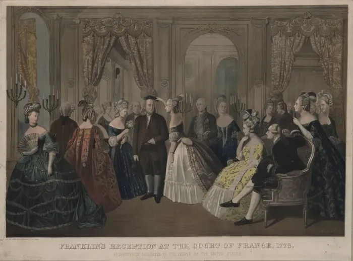 Framed Print : Franklins reception at the court of France, 1778, 1850s Framed Print : Franklins reception at the court of France, 1778, 1850s