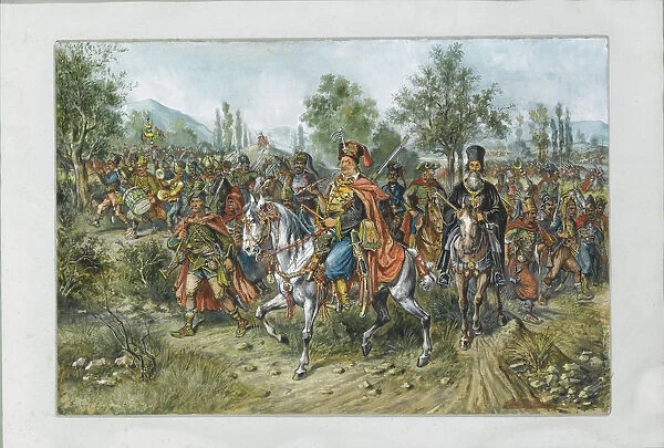 Franz Freiherr von der Trenck and his regiment, 1903. Artist: Gaul, Franz (1837-1906)