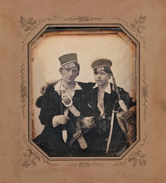 Framed Print : Franz Friedrich (ne Melnik Bohmen) and Friend, 1840s. Creator: Unknown Framed Print : Franz Friedrich (ne Melnik Bohmen) and Friend, 1840s. Creator: Unknown