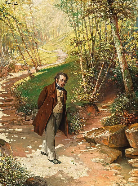 Franz Schubert walking in the Vienna Woods. Creator: Priechenfried, Alois Heinrich (1867-1953)