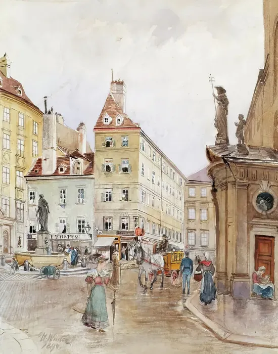 Framed Print : Franziskanerplatz in Vienna, 1899. Creator: H. Winter Framed Print : Franziskanerplatz in Vienna, 1899. Creator: H. Winter