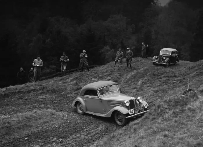 Framed Print : Frazer-Nash BMW of EB Wadsworth competing in the MCC Edinburgh Trial, Roxburghshire, Scotland, 1938
