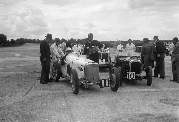 Frazer-Nash, Lea-Francis and Austin 7 at the LCC Relay GP, Brooklands, 25 July 1931
