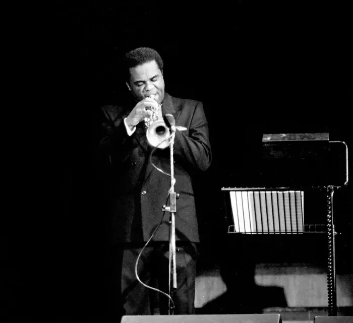 Framed Print : Freddie Hubbard, Fairfield Halls, Croydon, November 1987. Artist: Brian O Connor Framed Print : Freddie Hubbard, Fairfield Halls, Croydon, November 1987. Artist: Brian O Connor