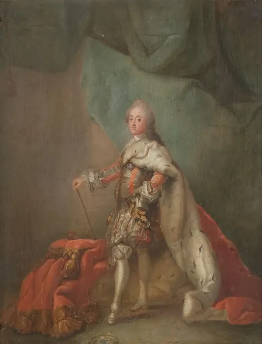 Framed Print : Frederick V, 1723-66, King of Denmark and Norway, mid-late 18th century. Creator: Workshop of Carl Gustaf Pilo Framed Print : Frederick V, 1723-66, King of Denmark and Norway, mid-late 18th century. Creator: Workshop of Carl Gustaf Pilo