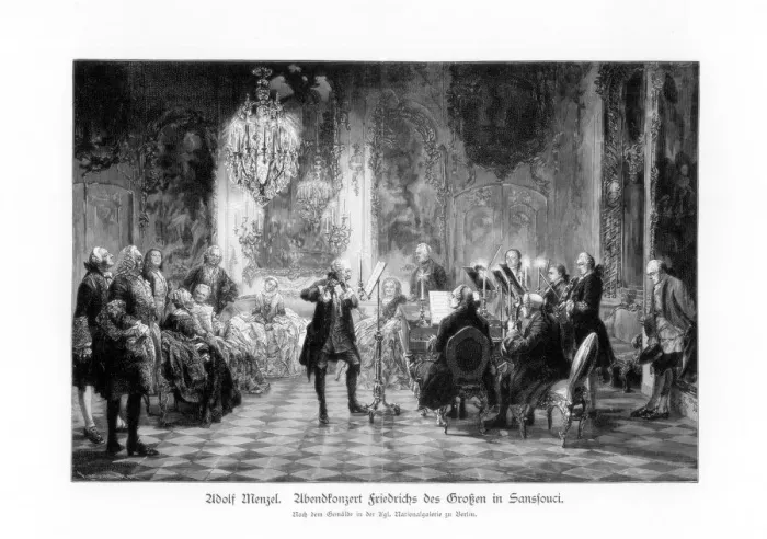 Framed Print : Fredrick Great Concert At Sanssouci, (1852), 1900. Artist: Adolph Menzel Framed Print : Fredrick Great Concert At Sanssouci, (1852), 1900. Artist: Adolph Menzel
