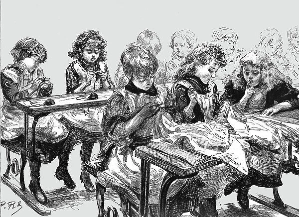 The Free Education Act -- The Sewing Class of Elder Girls, 1891. Creator: Paul Charles Renouard
