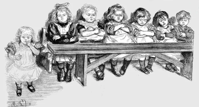Framed Print : Free Education - The Babies Bench, 1891. Creator: Paul Charles Renouard Framed Print : Free Education - The Babies Bench, 1891. Creator: Paul Charles Renouard