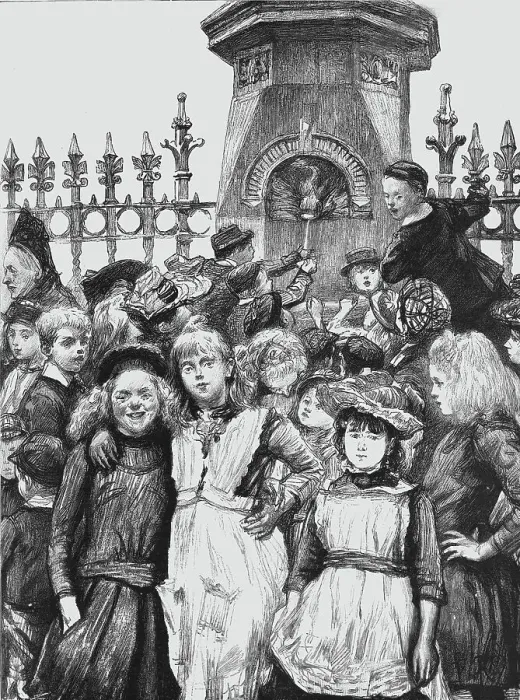 Framed Print : Free Education -- Children Drinking at a Fountain out of School Hours, 1891. Creator: Paul Charles Renouard Framed Print : Free Education -- Children Drinking at a Fountain out of School Hours, 1891. Creator: Paul Charles Renouard