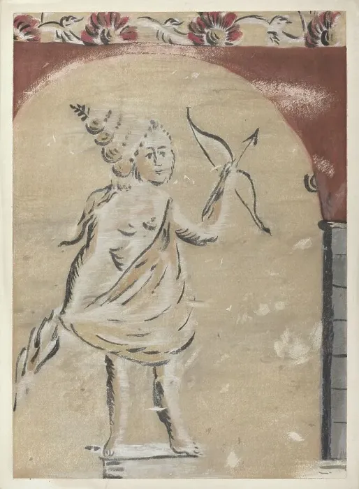 Framed Print : Free Hand Decorated Wall, c. 1940. Creator: Michael Lauretano