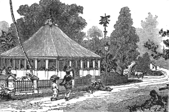 Framed Print : Free Rest House and Orchard for Poor Wayfarers in Morotto, 1891. Creator: LK van Dort Framed Print : Free Rest House and Orchard for Poor Wayfarers in Morotto, 1891. Creator: LK van Dort