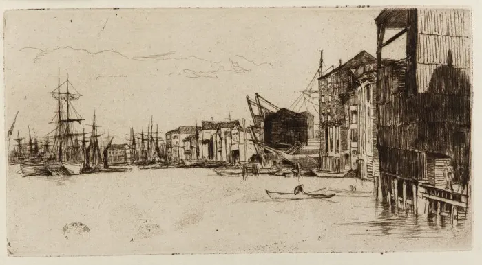 Framed Print : Free Trade Wharf, 1877. Creator: James Abbott McNeill Whistler Framed Print : Free Trade Wharf, 1877. Creator: James Abbott McNeill Whistler