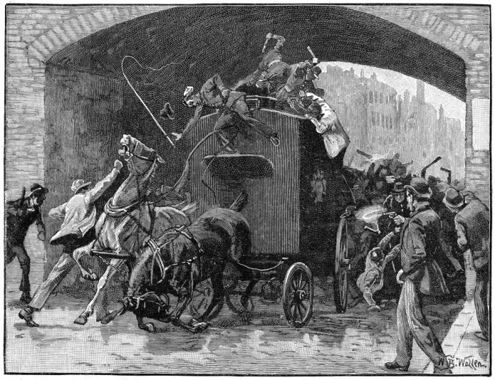 Framed Print : Freeing of the Fenian Conspiracy leaders from a police van, Hyde Street, Manchester, 1867 Framed Print : Freeing of the Fenian Conspiracy leaders from a police van, Hyde Street, Manchester, 1867