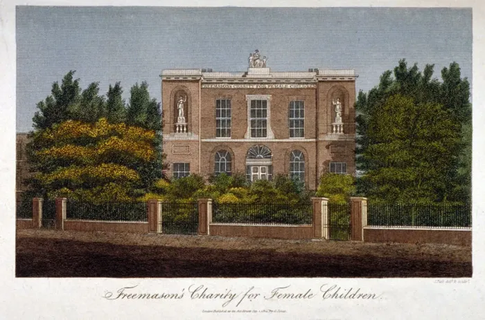 Framed Print : The Freemasons Charity School for Girls, Westminster Bridge Road, Lambeth, London, 1814 Framed Print : The Freemasons Charity School for Girls, Westminster Bridge Road, Lambeth, London, 1814
