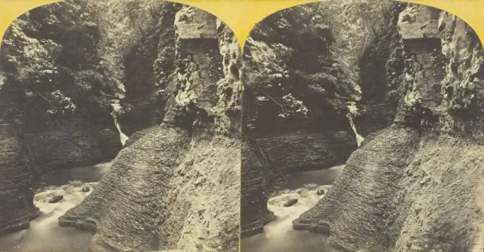 Framed Print : Freer Glen at Watkins View of Upper Glen, 1860 / 65. Creator: J. C. Burritt Framed Print : Freer Glen at Watkins View of Upper Glen, 1860 / 65. Creator: J. C. Burritt