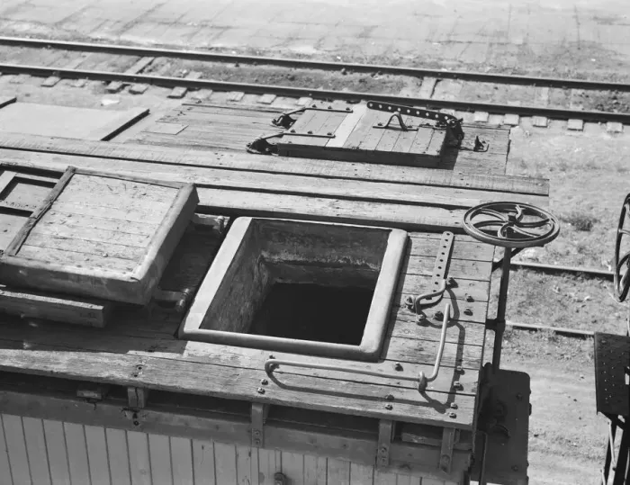 Framed Print : Freight car at potato shed, Tulelake, Siskiyou County, California, 1939. Creator: Dorothea Lange Framed Print : Freight car at potato shed, Tulelake, Siskiyou County, California, 1939. Creator: Dorothea Lange