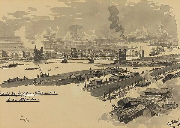 Freihafen mit den Elbbrucken, 1893. Creator: Fritz Stoltenberg
