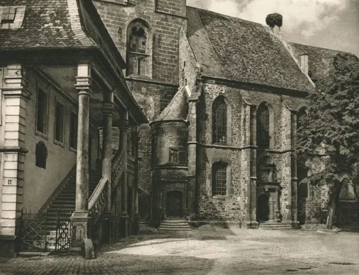 Framed Print : Freinsheim (Pfalz). Town Hall steps - Church, 1931. Artist: Kurt Hielscher Framed Print : Freinsheim (Pfalz). Town Hall steps - Church, 1931. Artist: Kurt Hielscher