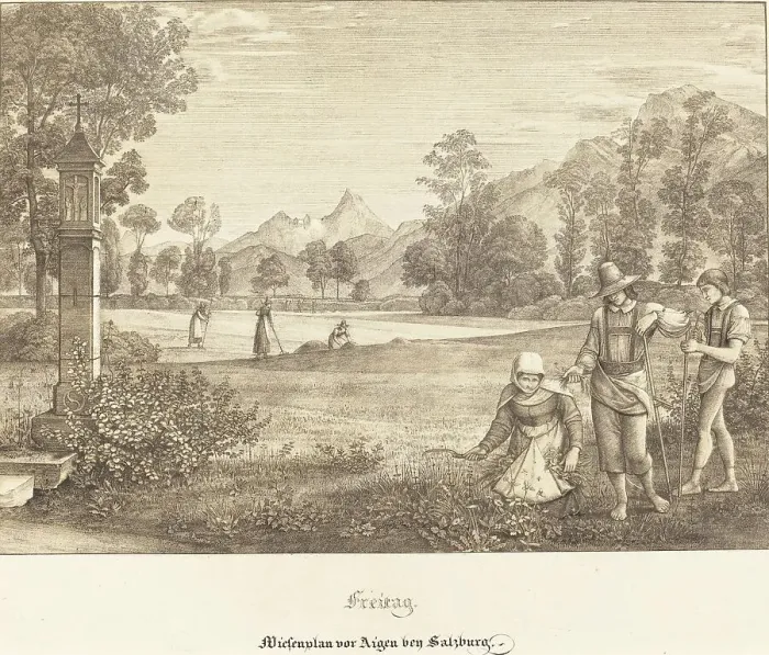 Framed Print : Freitag - Wiesenplan vor Aigen bey Salzburg (Meadow before Aigen near Salzburg), 1823. Creator: Ferdinand Olivier Framed Print : Freitag - Wiesenplan vor Aigen bey Salzburg (Meadow before Aigen near Salzburg), 1823. Creator: Ferdinand Olivier