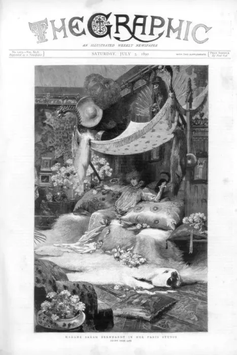 Framed Print : French actress Sarah Bernhardt in her Paris studio, France, 1890 Framed Print : French actress Sarah Bernhardt in her Paris studio, France, 1890