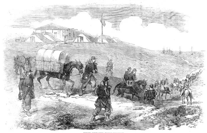 Framed Print : French Ambulances, before Sebastopol, 1854. Creator: Unknown Framed Print : French Ambulances, before Sebastopol, 1854. Creator: Unknown