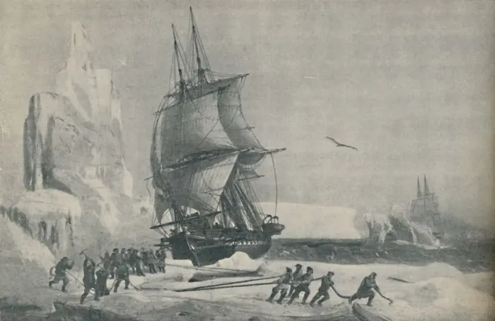 Framed Print : French Antarctic Expedition under Captain JSC Dumont d Urville, August 1833, 1937 Framed Print : French Antarctic Expedition under Captain JSC Dumont d Urville, August 1833, 1937