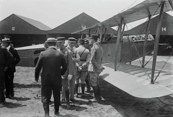 Framed Print : French Army aviators at Mineola, between c1915 and c1920. Creator: Bain News Service Framed Print : French Army aviators at Mineola, between c1915 and c1920. Creator: Bain News Service
