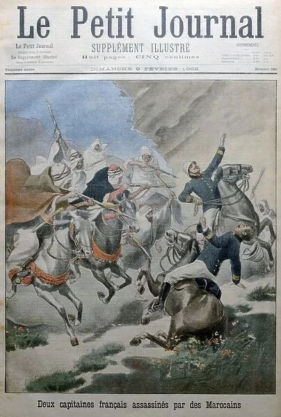 Two French army captains attacked and killed by Morrocans, Morocco, 1902