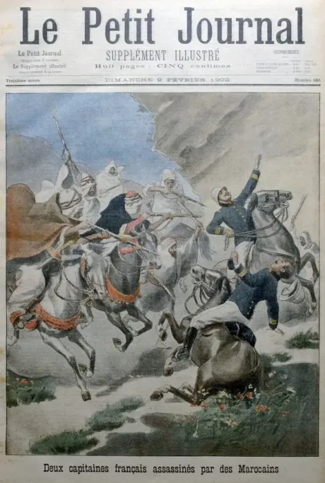 Framed Print : Two French army captains attacked and killed by Morrocans, Morocco, 1902 Framed Print : Two French army captains attacked and killed by Morrocans, Morocco, 1902