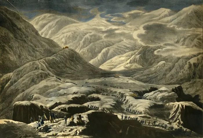 Framed Print : The French army crossing the St Bernard Pass, c1796, (1921). Creator: Francois Aubertin Framed Print : The French army crossing the St Bernard Pass, c1796, (1921). Creator: Francois Aubertin