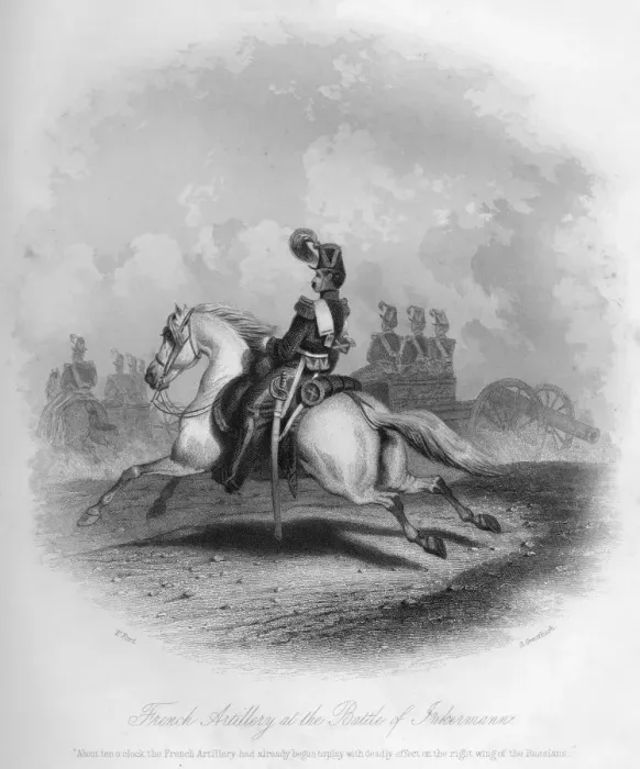 Framed Print : French Artillery at the Battle of Inkermann, 1854, (1857). Artist: G Greatbach Framed Print : French Artillery at the Battle of Inkermann, 1854, (1857). Artist: G Greatbach