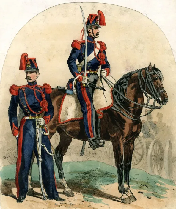 Framed Print : French artillery uniforms, 19th century Framed Print : French artillery uniforms, 19th century