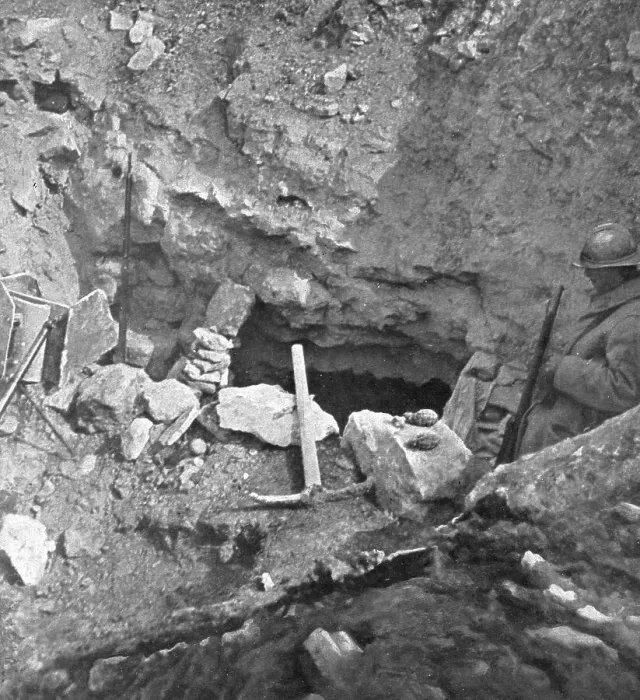 Framed Print : French Attack North of Hurtebise; Southern entrance to the Dragon cave... 1917. Creator: Unknown Framed Print : French Attack North of Hurtebise; Southern entrance to the Dragon cave... 1917. Creator: Unknown