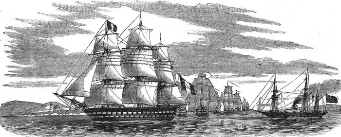 Framed Print : French Baltic Fleet going through the Great Belt, 1854. Creator: Unknown Framed Print : French Baltic Fleet going through the Great Belt, 1854. Creator: Unknown