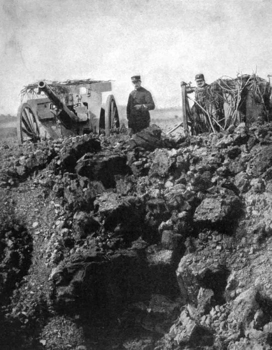 Framed Print : A French battery of the 75th has a narrow escape, World War I, 1915 Framed Print : A French battery of the 75th has a narrow escape, World War I, 1915