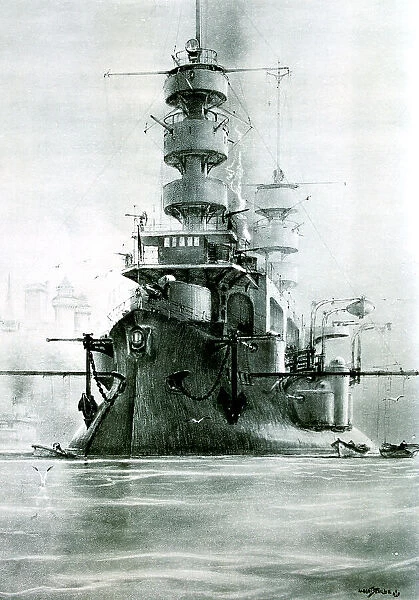French battleship Charles Martel, 1897 (20th century). Artist: Albert Sebille