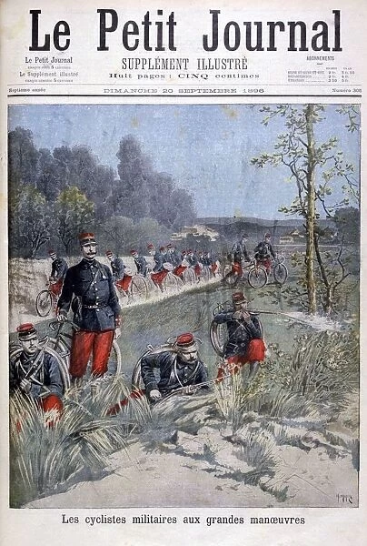 French bicycle corp on military maneuvers, 1896. Artist: Henri Meyer