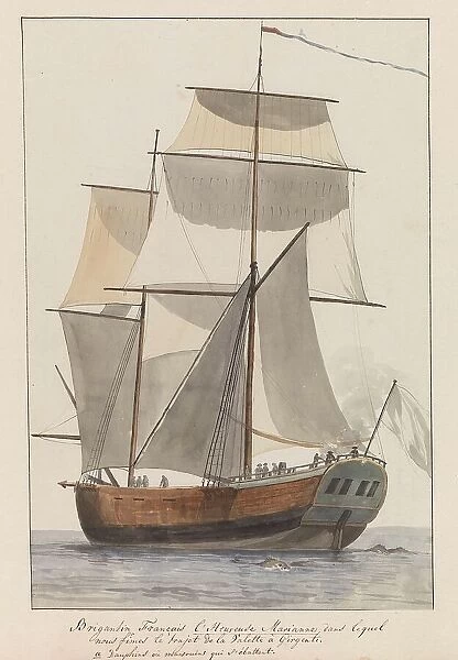 French brigantine ship l'Heureuse Marianne on tour from Valetta to... 1778. Creator: Louis Ducros