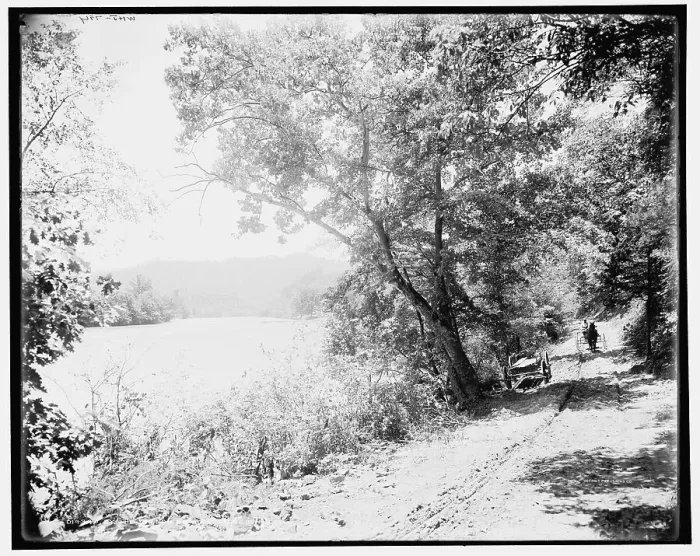 Framed Print : By the French Broad at Jack's Run, N.C. (1902?). Creator: William H. Jackson Framed Print : By the French Broad at Jack's Run, N.C. (1902?). Creator: William H. Jackson