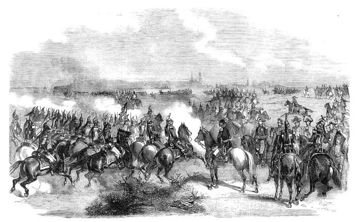 Framed Print : French cavalry at Luneville: a charge of the cuirassiers of the Imperial Guard, 1860. Creator: Unknown Framed Print : French cavalry at Luneville: a charge of the cuirassiers of the Imperial Guard, 1860. Creator: Unknown