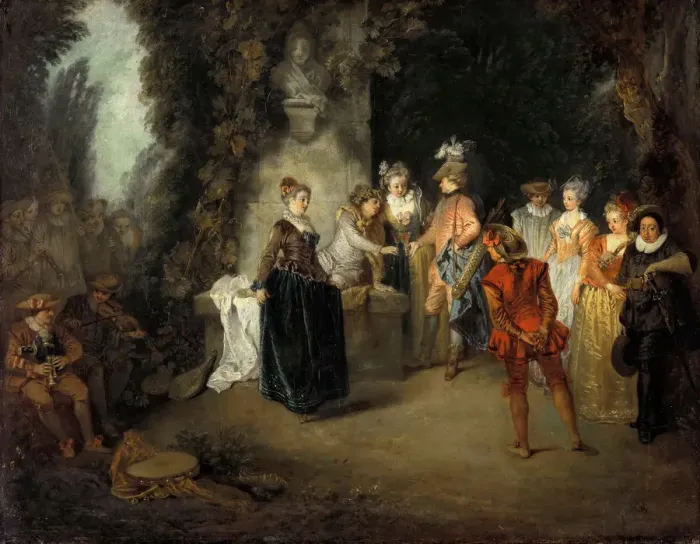 Framed Print : The French Comedy, after 1716. Artist: Watteau, Jean Antoine (1684-1721) Framed Print : The French Comedy, after 1716. Artist: Watteau, Jean Antoine (1684-1721)
