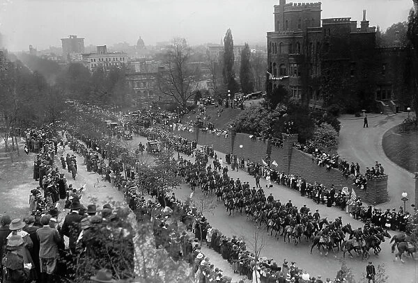 French Commission To U.S. - Procession Down 16th Street, 1917. Creator: Harris & Ewing. French Commission To U.S. - Procession Down 16th Street, 1917. Creator: Harris & Ewing