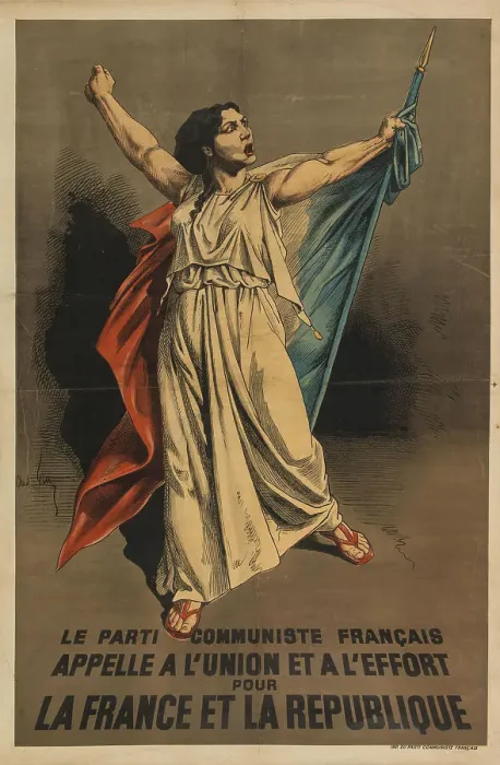 Framed Print : The French Communist Party calls to the union and effort for France and the Republic, 1946. Creator: Gill, André, (after) (1840-1885) Framed Print : The French Communist Party calls to the union and effort for France and the Republic, 1946. Creator: Gill, André, (after) (1840-1885)