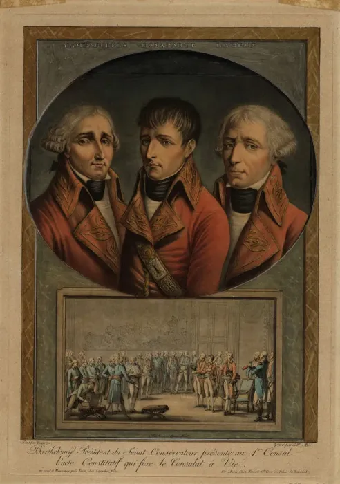 Framed Print : The Three French Consuls: Jean-Jacques Regis de Cambaceres, Napoleon Bonaparte