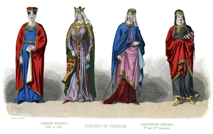 Framed Print : French costume: Capetian, Carlovingian, (1882) Framed Print : French costume: Capetian, Carlovingian, (1882)