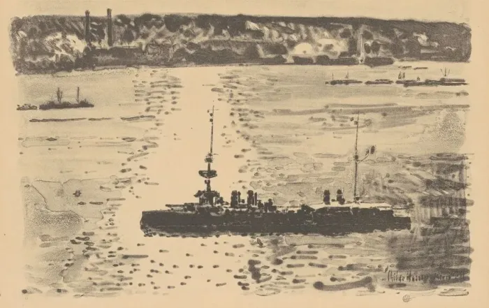 Framed Print : The French Cruiser, 1918. Creator: Frederick Childe Hassam Framed Print : The French Cruiser, 1918. Creator: Frederick Childe Hassam