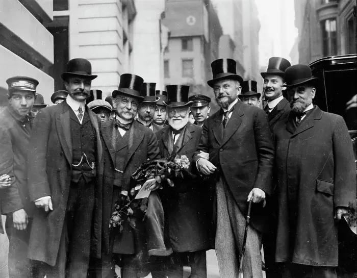 Framed Print : French delegation & A[ndrew] Carnegie, 1912. Creator: Bain News Service
