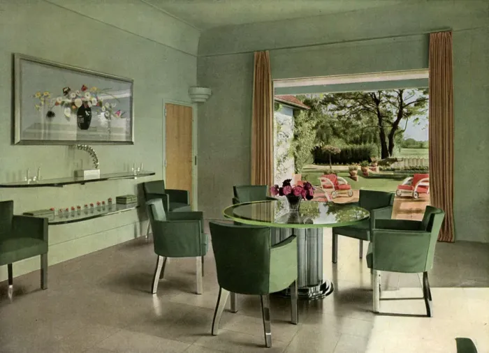 Framed Print : A French dining room, 1938 Framed Print : A French dining room, 1938