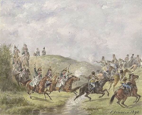 French Dragoons and Austrian hussars, 1892. Creator: Karel Frederik Bombled