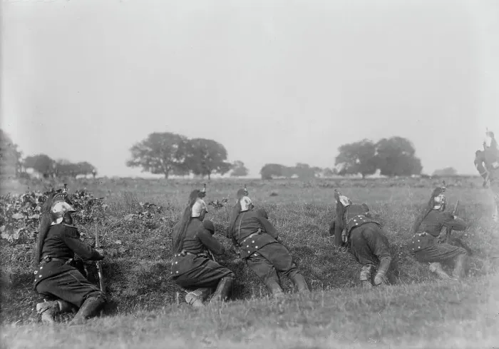 Framed Print : French Dragoons entrenched, between c1914 and c1915. Creator: Bain News Service Framed Print : French Dragoons entrenched, between c1914 and c1915. Creator: Bain News Service